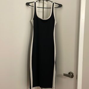 Zara Black Tank with white lined striped Dress